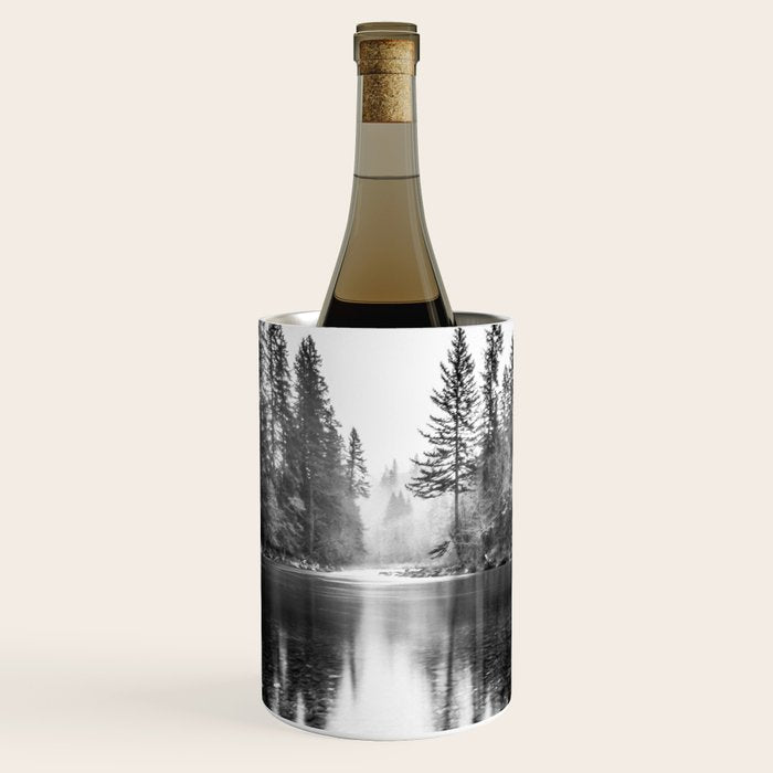 Forest Reflection Lake - Black and White  - Nature Photography Wine Chiller Gallery Image 1