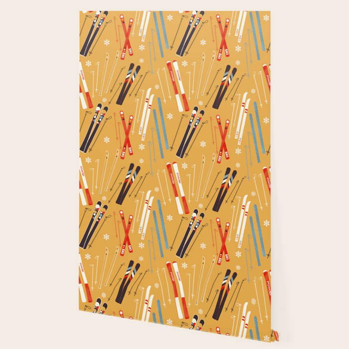 Bright Retro Ski Pattern Wallpaper Gallery Image 2