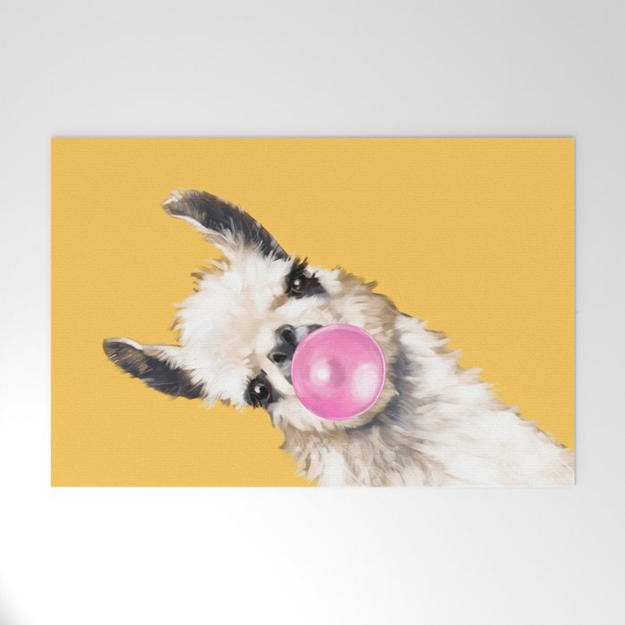 Bubble Gum Sneaky Llama in Yellow Welcome Mat Gallery Image 1