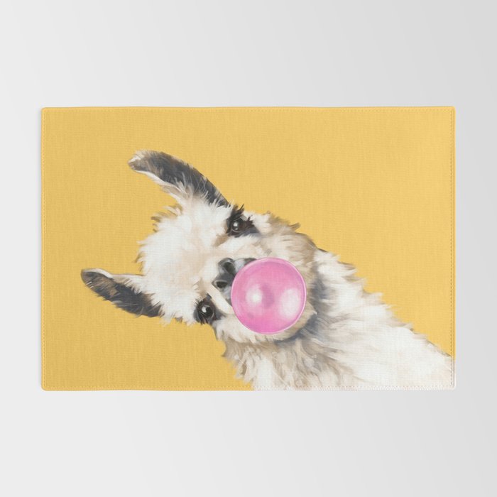 Bubble Gum Sneaky Llama in Yellow Rug Gallery Image 2