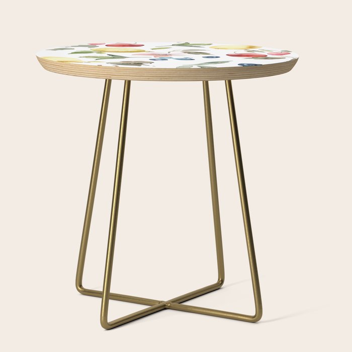 Lemon Berries and Cherries Watercolor Pattern Side Table Gallery Image 1