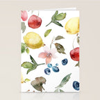 Lemon Berries and Cherries Watercolor Pattern Stationery Card Gallery Image 2