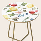 Lemon Berries and Cherries Watercolor Pattern Side Table Gallery Image 2