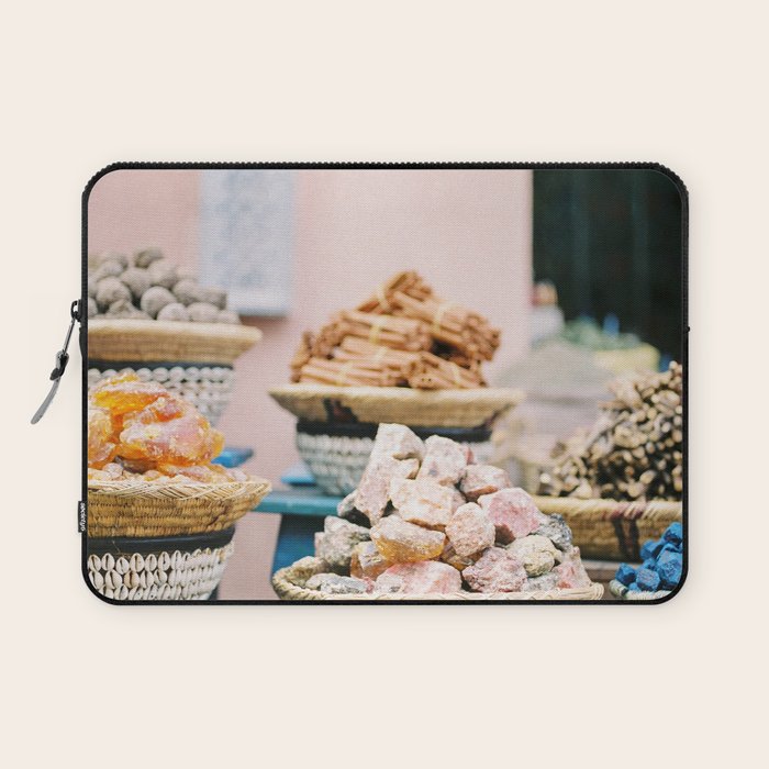 Travel photography print âSouks of Marrakechâ | Morocco photo print art | Wanderlust wall art Laptop Sleeve Gallery Image 1