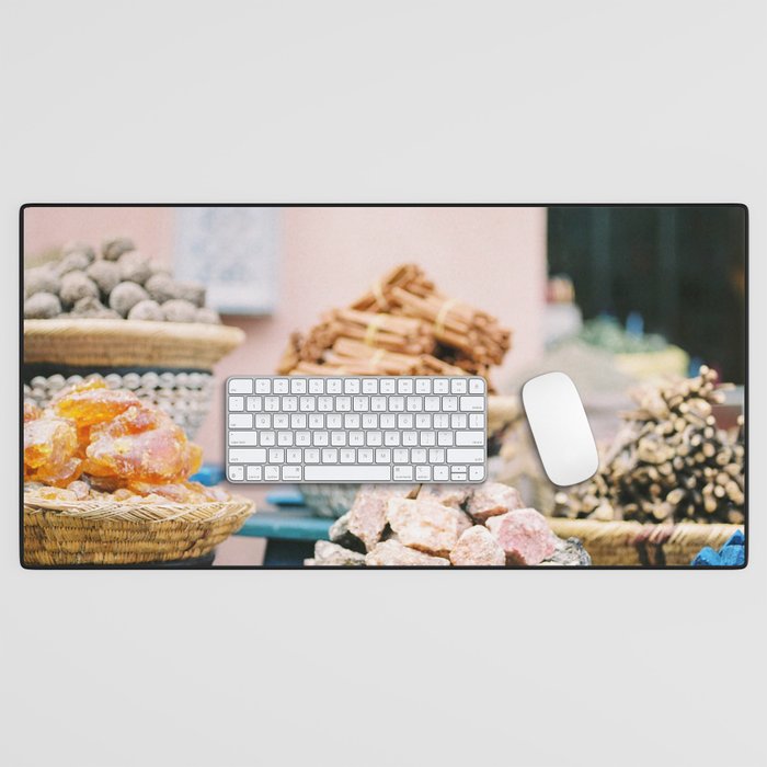 Travel photography print âSouks of Marrakechâ | Morocco photo print art | Wanderlust wall art Desk Mat Gallery Image 1