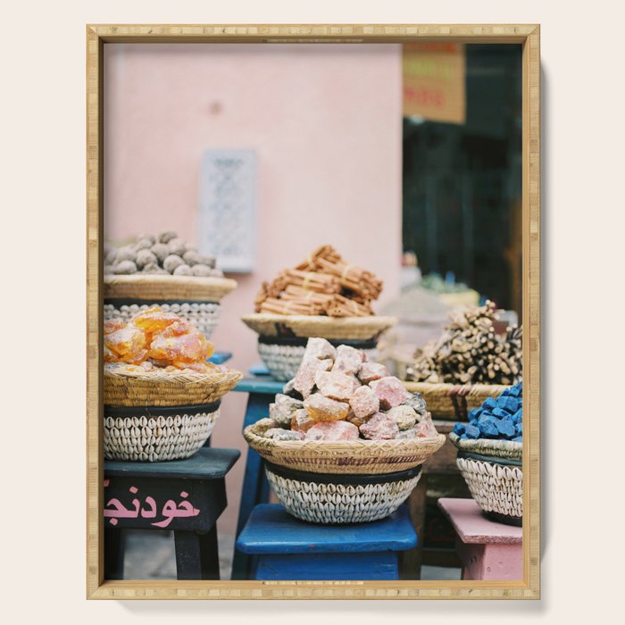 Travel photography print âSouks of Marrakechâ | Morocco photo print art | Wanderlust wall art Serving Tray Gallery Image 1