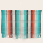 Navajo White, Turquoise and Burnt Orange Southwest Serape Blanket Stripes Wall Hanging Gallery Image 1