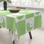Yin Yang Checker in Green and White Tablecloth Gallery Image 3