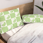 Yin Yang Checker in Green and White Pillow Sham Gallery Image 2