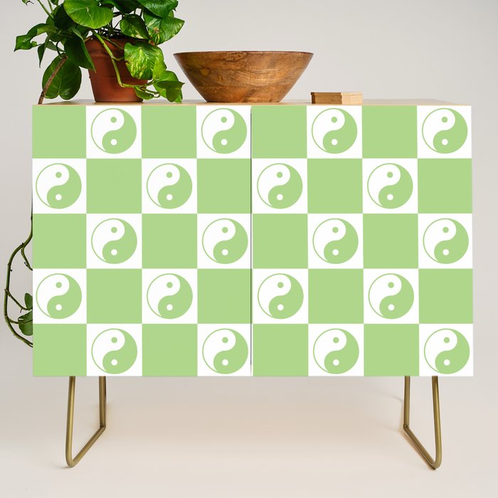 Yin Yang Checker in Green and White Credenza Gallery Image 1