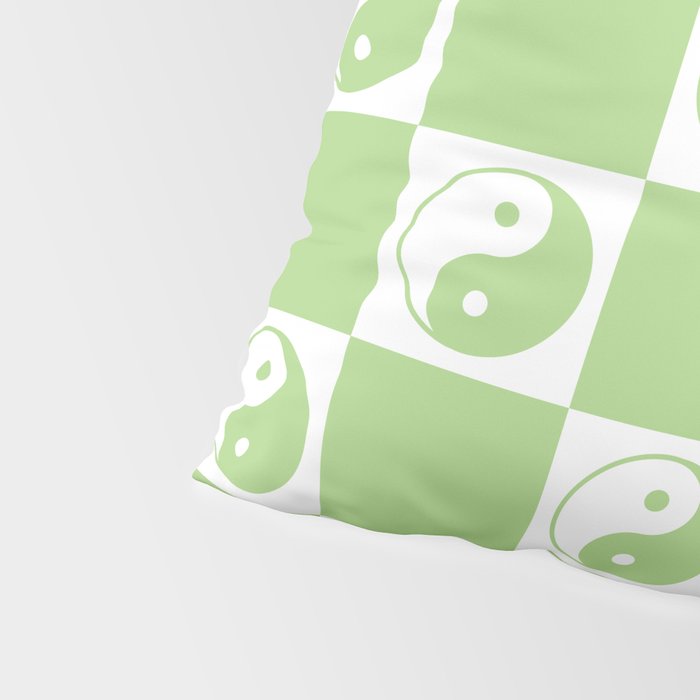 Yin Yang Checker in Green and White Pillow Sham Gallery Image 4
