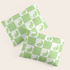 Yin Yang Checker in Green and White Pillow Sham Gallery Image 3