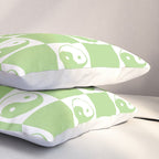 Yin Yang Checker in Green and White Pillow Sham Gallery Image 3