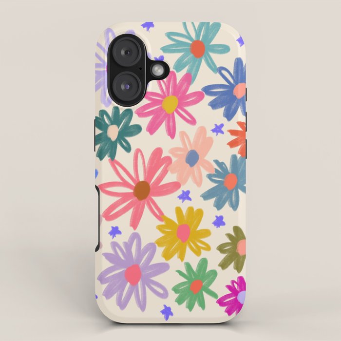Bright Flowers and Stars iPhone Case
