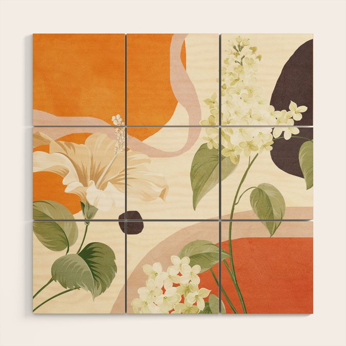 Colorful Flower Design 4 Wood Wall Art Gallery Image 1