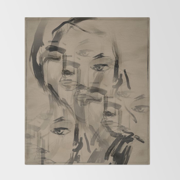 Abstract Portrait 3 Throw Blanket Gallery Image 2