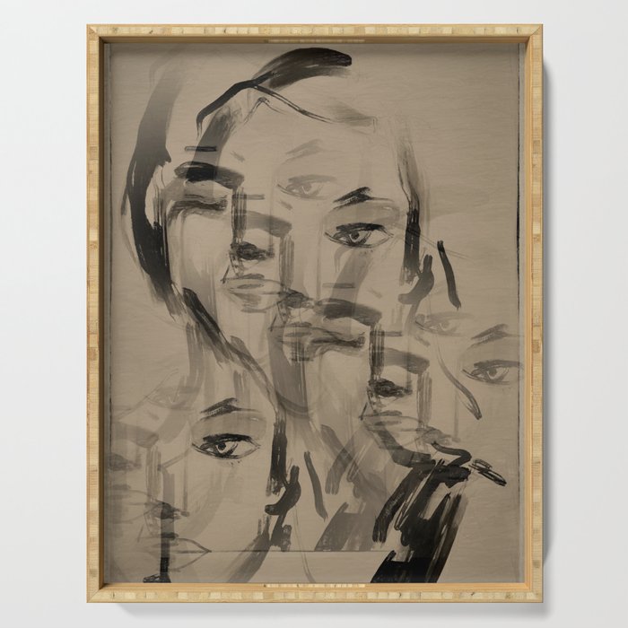 Abstract Portrait 3 Serving Tray Gallery Image 1