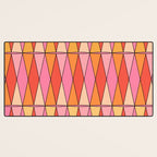 Retro Harlequin Colorful Mid Century Geometric Pattern Pink Orange Yellow Desk Mat Gallery Image 3