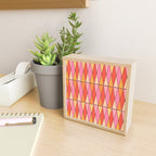 Retro Harlequin Colorful Mid Century Geometric Pattern Pink Orange Yellow Mini Art Print Gallery Image 2