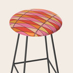 Retro Harlequin Colorful Mid Century Geometric Pattern Pink Orange Yellow Stool Gallery Image 2