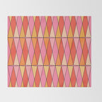 Retro Harlequin Colorful Mid Century Geometric Pattern Pink Orange Yellow Throw Blanket Gallery Image 2