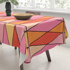 Retro Harlequin Colorful Mid Century Geometric Pattern Pink Orange Yellow Tablecloth Gallery Image 3