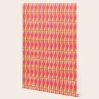 Retro Harlequin Colorful Mid Century Geometric Pattern Pink Orange Yellow Wallpaper Gallery Image 2