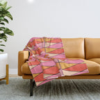 Retro Harlequin Colorful Mid Century Geometric Pattern Pink Orange Yellow Throw Blanket Gallery Image 1