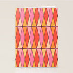 Retro Harlequin Colorful Mid Century Geometric Pattern Pink Orange Yellow Stationery Card Gallery Image 2