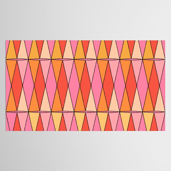 Retro Harlequin Colorful Mid Century Geometric Pattern Pink Orange Yellow Tablecloth Gallery Image 2