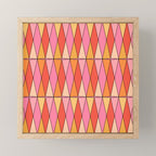 Retro Harlequin Colorful Mid Century Geometric Pattern Pink Orange Yellow Mini Art Print Gallery Image 1