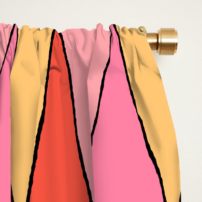Retro Harlequin Colorful Mid Century Geometric Pattern Pink Orange Yellow Window Curtain Gallery Image 2