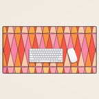 Retro Harlequin Colorful Mid Century Geometric Pattern Pink Orange Yellow Desk Mat Gallery Image 1