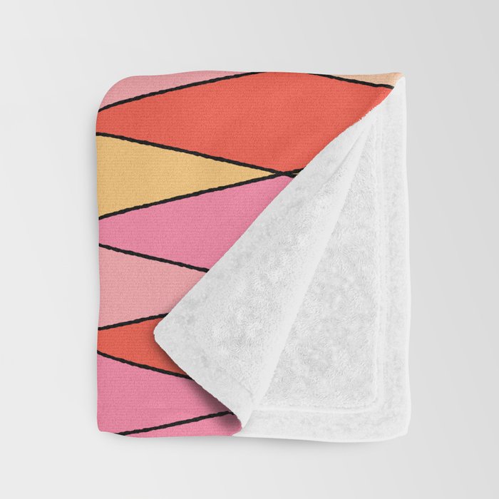 Retro Harlequin Colorful Mid Century Geometric Pattern Pink Orange Yellow Throw Blanket Gallery Image 3