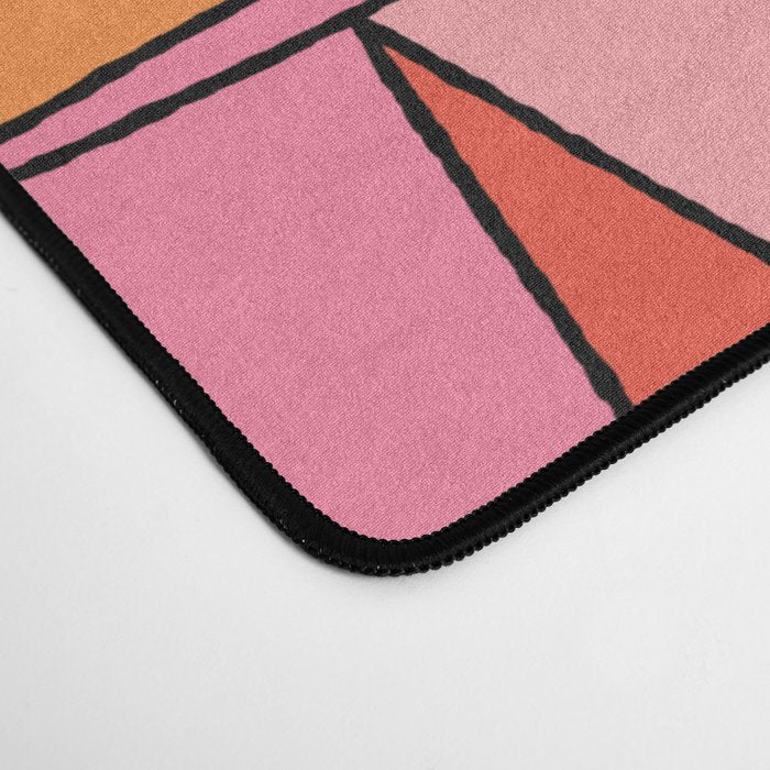 Retro Harlequin Colorful Mid Century Geometric Pattern Pink Orange Yellow Desk Mat Gallery Image 4