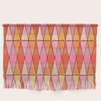 Retro Harlequin Colorful Mid Century Geometric Pattern Pink Orange Yellow Wall Hanging Gallery Image 1