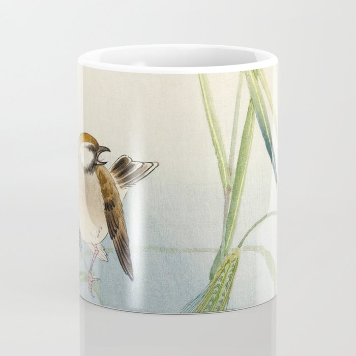 Sparrow and Butterfly  - Vintage Japanese Woodblock Print Art Coffee Mug Gallery Image 4