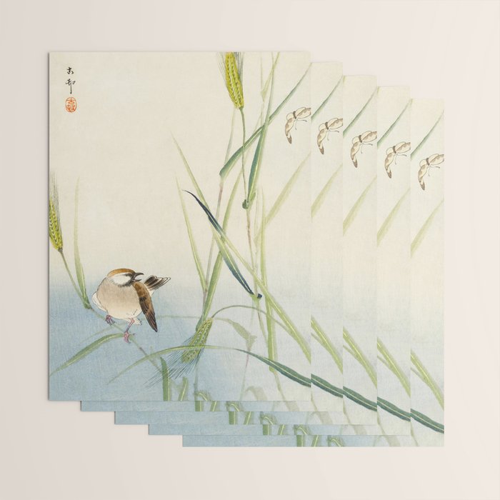 Sparrow and Butterfly  - Vintage Japanese Woodblock Print Art Wrapping Paper Gallery Image 3