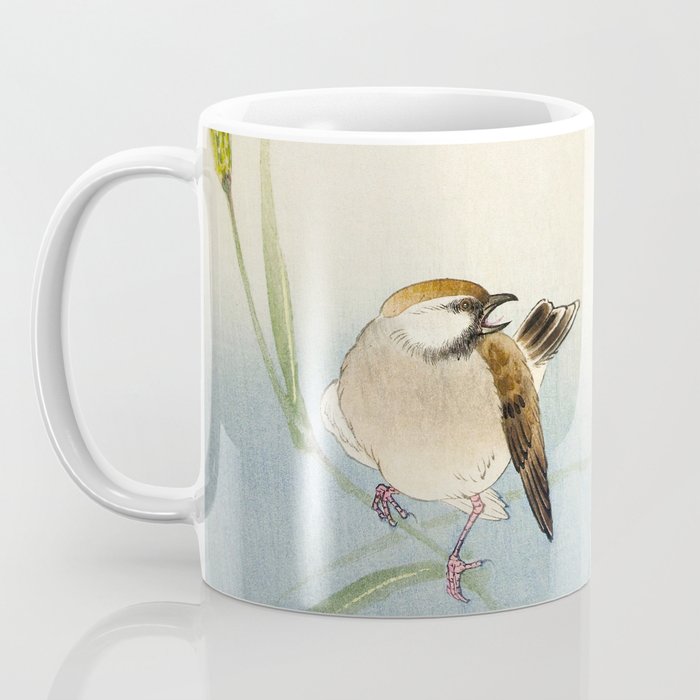 Sparrow and Butterfly  - Vintage Japanese Woodblock Print Art Coffee Mug Gallery Image 3