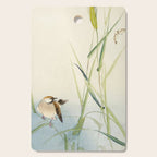 Sparrow and Butterfly  - Vintage Japanese Woodblock Print Art Cutting Board Gallery Image 1