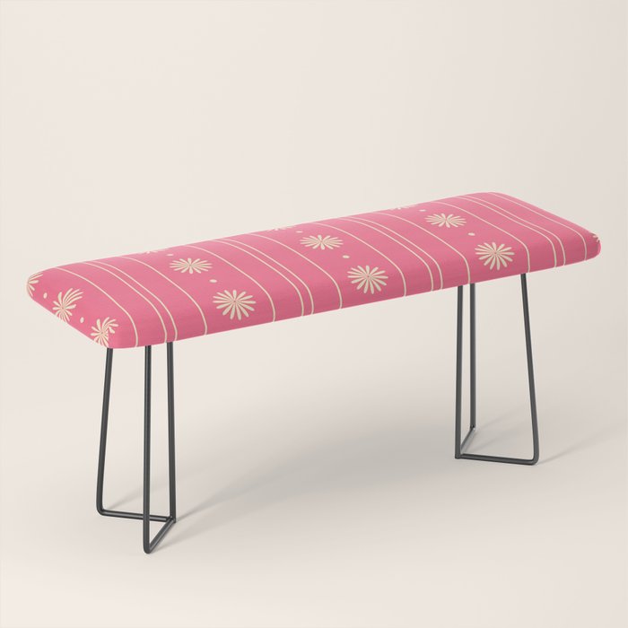 Daisy Stripes Pattern in Pink and Cream Bench Gallery Image 1
