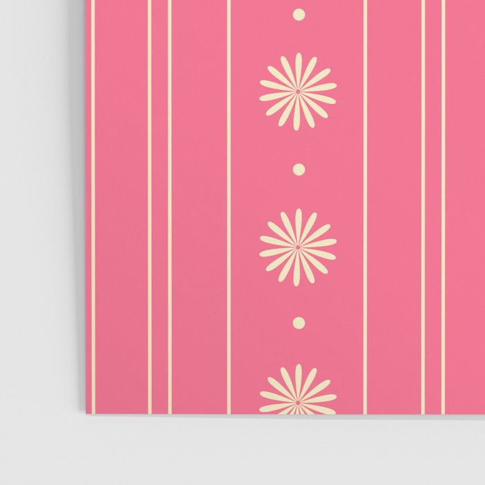 Daisy Stripes Pattern in Pink and Cream Poster Gallery Image 3