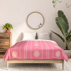 Daisy Stripes Pattern in Pink and Cream Comforter Gallery Image 3