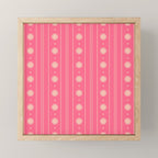 Daisy Stripes Pattern in Pink and Cream Mini Art Print Gallery Image 1