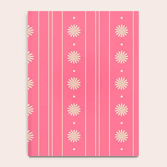 Daisy Stripes Pattern in Pink and Cream Notebook Gallery Image 4