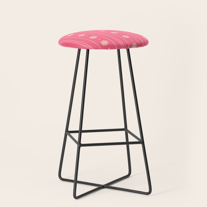 Daisy Stripes Pattern in Pink and Cream Stool Gallery Image 1
