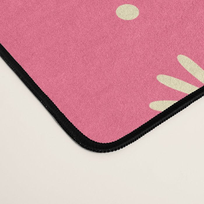 Daisy Stripes Pattern in Pink and Cream Desk Mat Gallery Image 4
