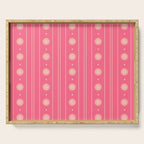 Daisy Stripes Pattern in Pink and Cream Serving Tray Gallery Image 1