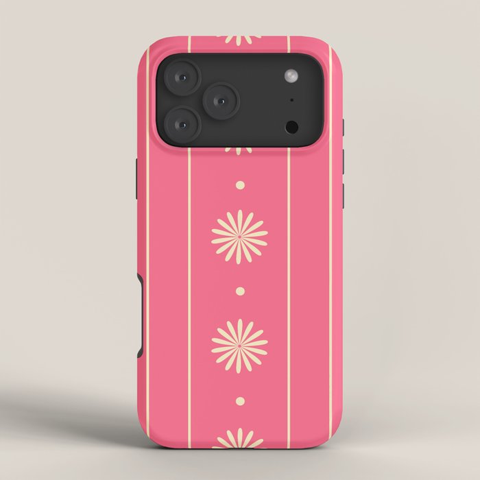 Daisy Stripes Pattern in Pink and Cream iPhone Case Gallery Image 4