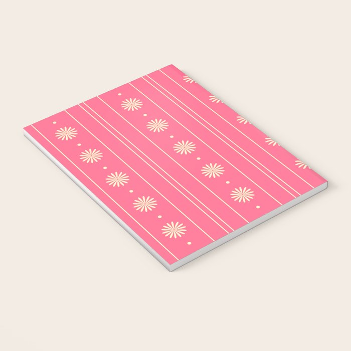 Daisy Stripes Pattern in Pink and Cream Notebook Gallery Image 3